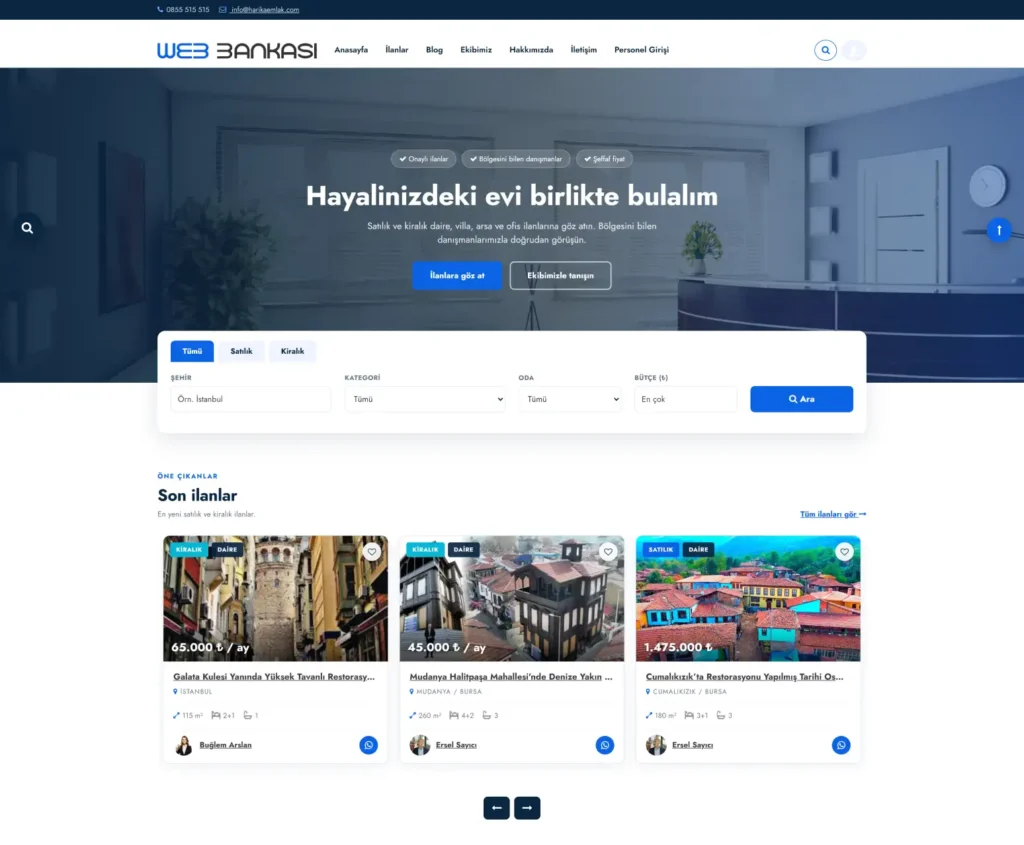 Hazır Emlak Ofisi Web Siteleri